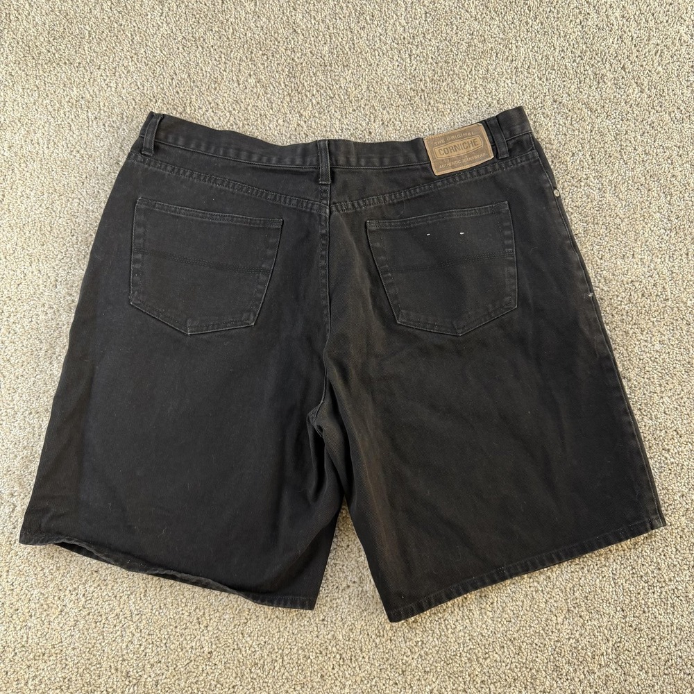 Vintage Corniche Shorts Mens 42 Black Denim 5 Pocket Casual Cotton Bermuda